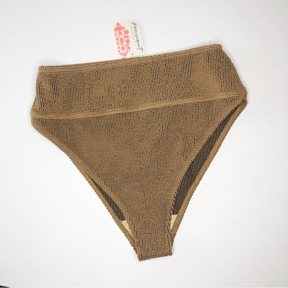 Free People X Beach Riot Ritzy Highway Bikini Bottoms Mocha Cocoa Size M‎ USA